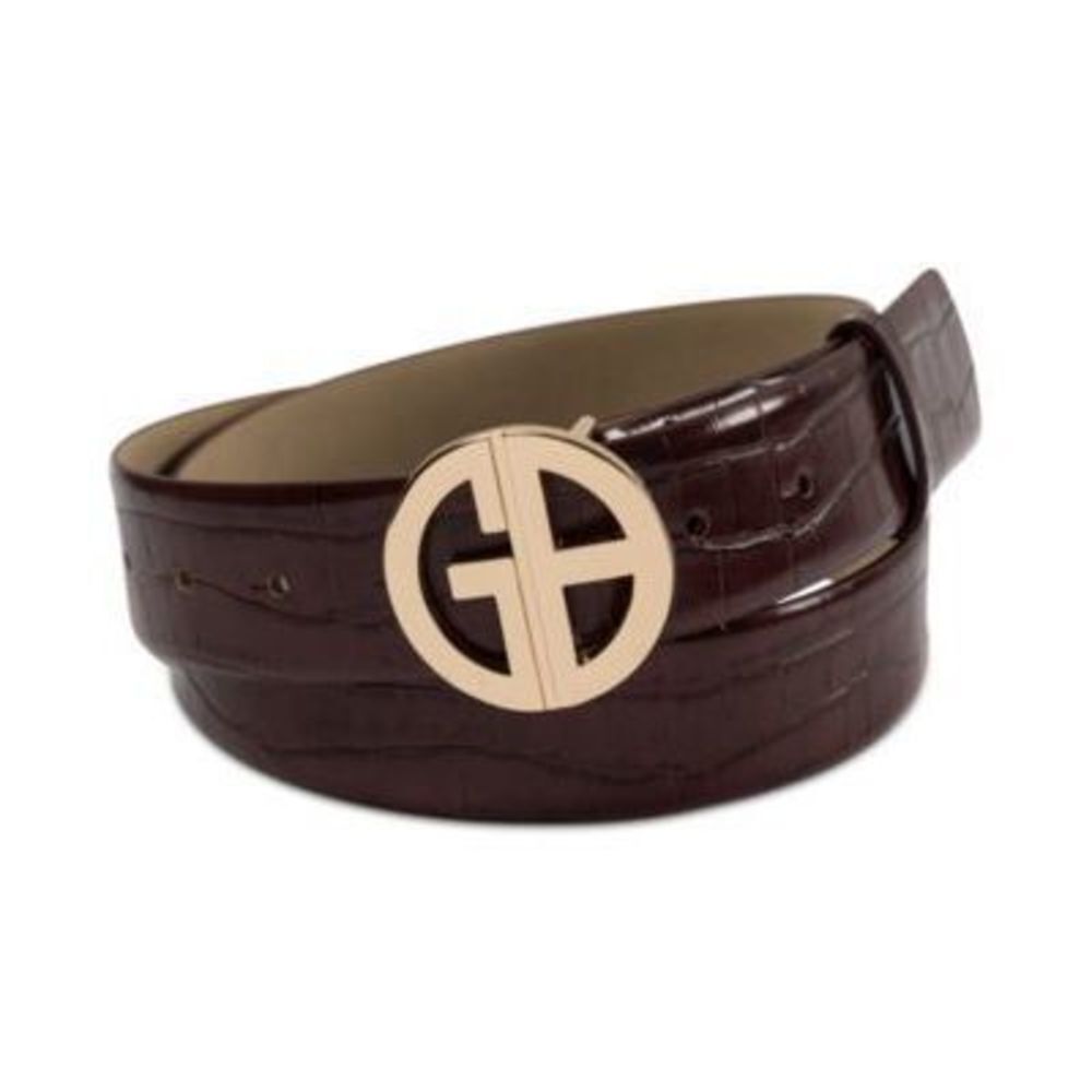 Giani Bernini Women's Croc-Embossed Maroon Faux-Leather Belt M